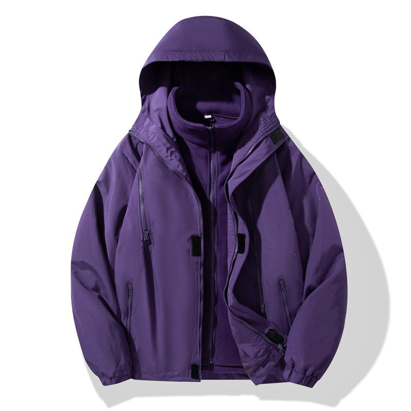 Men's Two-Piece Hybrid Hooded Jacket with Integrated Fleece Lining and Concealed Zippers Chichicherry