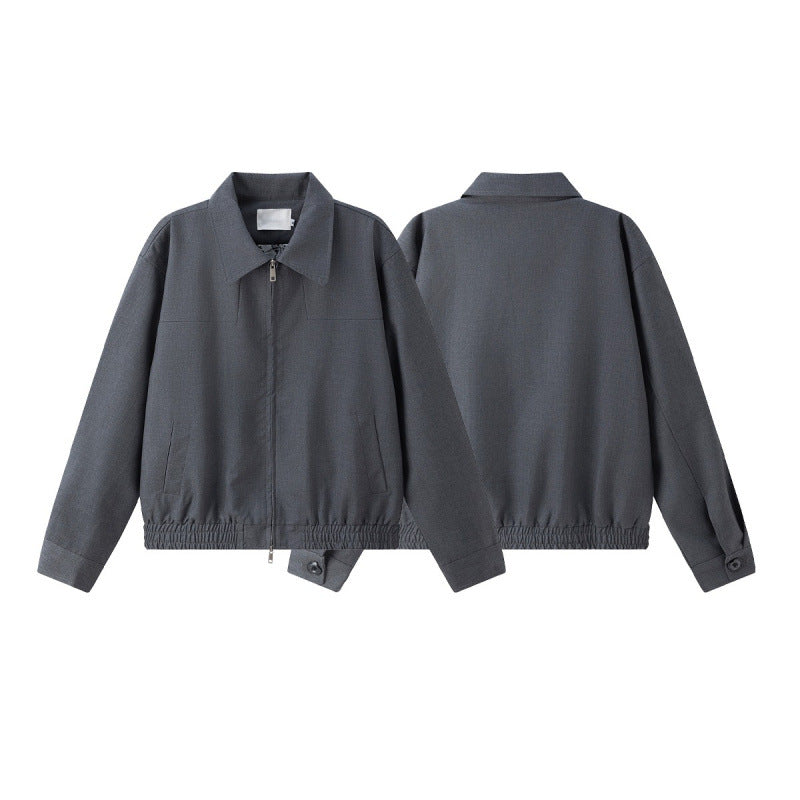 Unisex Lightweight Transition Blouson Jacket with Shirt Collar, Two-Way Zipper and Elastic Hem Chichicherry