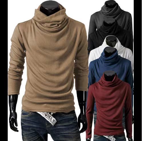 Men's Slim-Fit Long Sleeve Shirt with generous funnel neck and tailored silhouette Chichicherry
