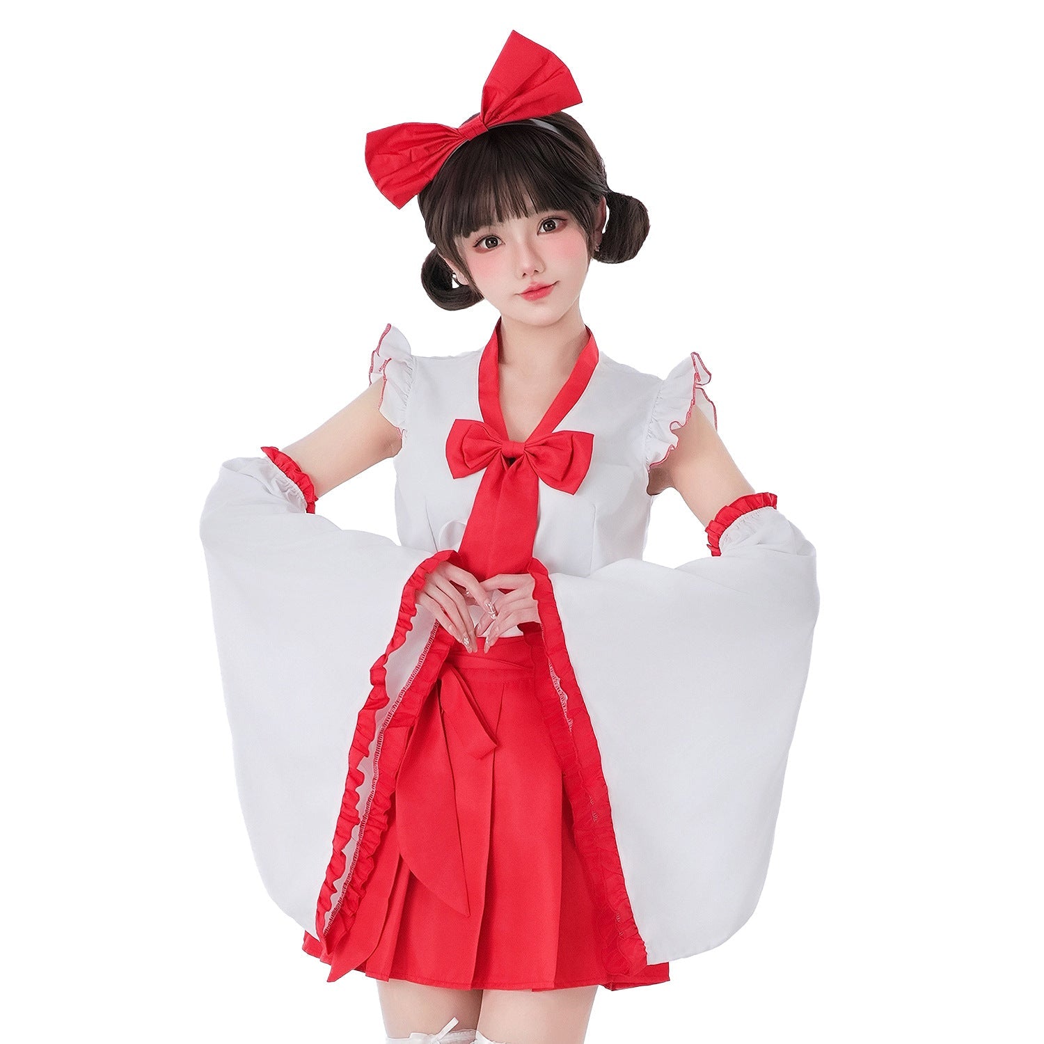 Women playful costume dress with swinging sleeves and decorative bows Chichicherry