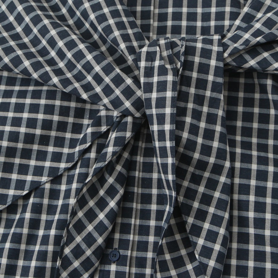Women Checked Blouse Shirt with Asymmetrical Scarf Detail Chichicherry