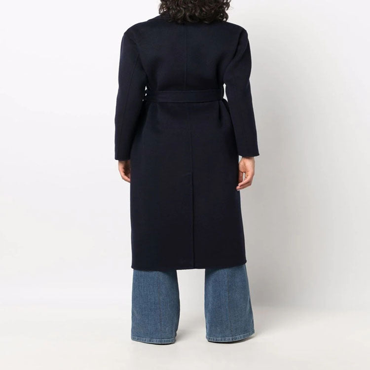 Women's midi wrap coat made of wool-cashmere blend with shawl collar and tie belt Chichicherry