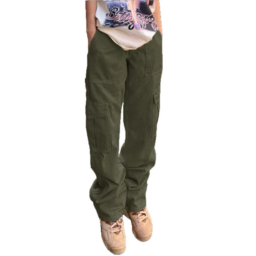 Women's wide cargo pants with high waist, patch flap pockets, and casual baggy fit Chichicherry