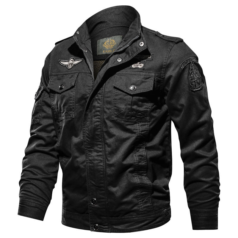 Men's field jacket in military canvas style with epaulets and multi pockets Chichicherry