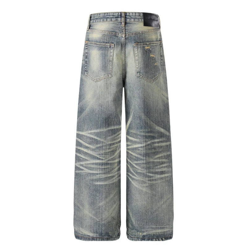 Women High-Waisted Wide-Leg Destroyed Jeans with Used Effect and Culotte Silhouette Chichicherry