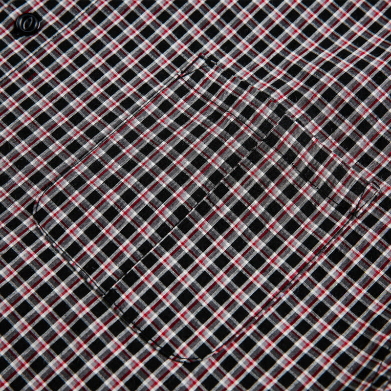 Men's Boxy Overshirt in a fine check pattern with a continuous button placket and a patch chest pocket Chichicherry