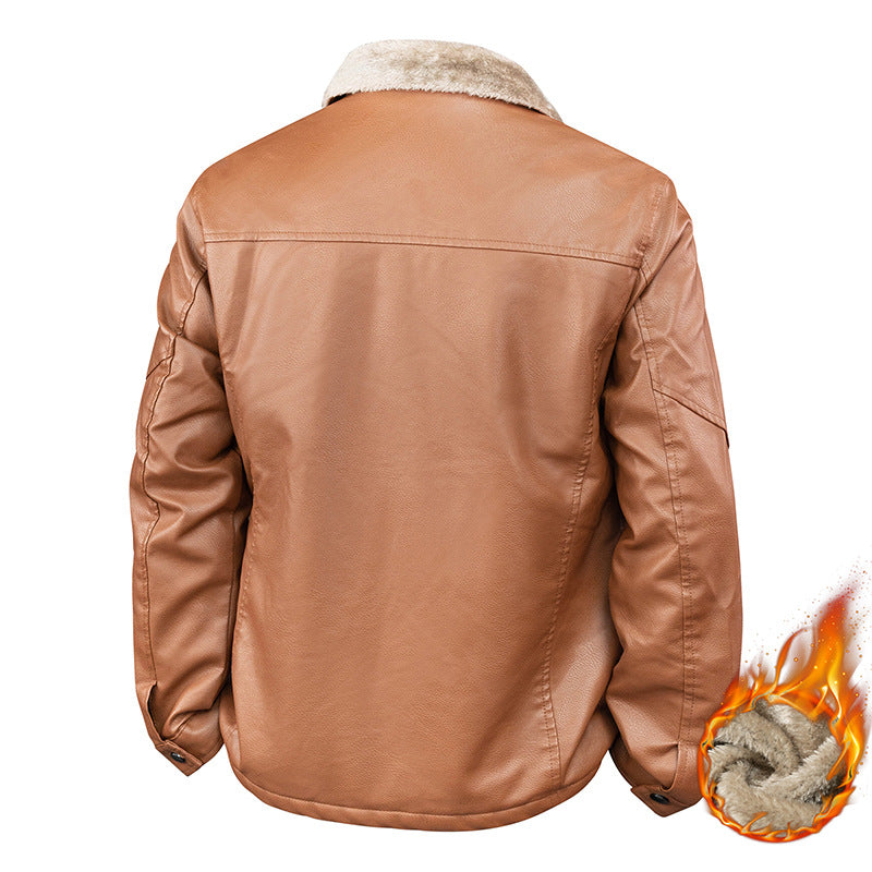 Men's aviator bomber jacket in nappa look with teddy lining and zippered pockets Chichicherry