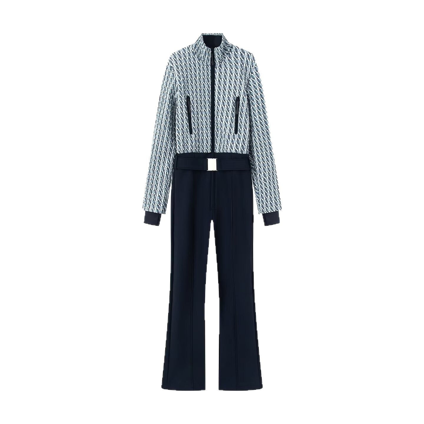 Ladies two-piece set consisting of structured short jacket and high-cut flared trousers Chichicherry