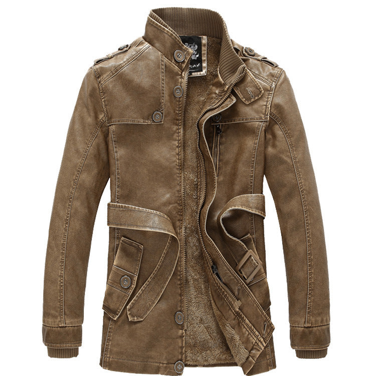 Men's Padded Utility Denim Jacket with High Stand Collar Chichicherry