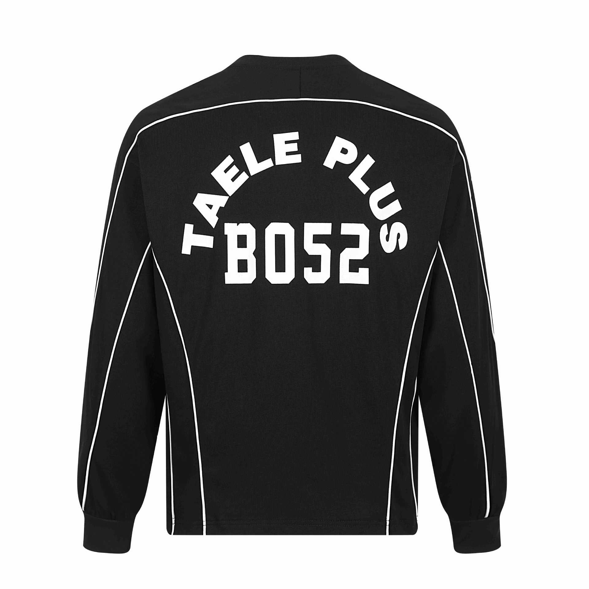 Men's retro-inspired long sleeve football jersey with V-neck and contrast piping Chichicherry