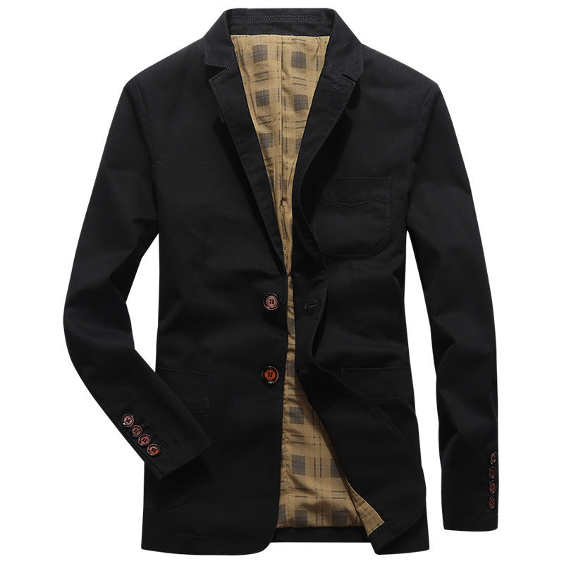 Men's casual canvas blazer with patch pockets and checked lining Chichicherry