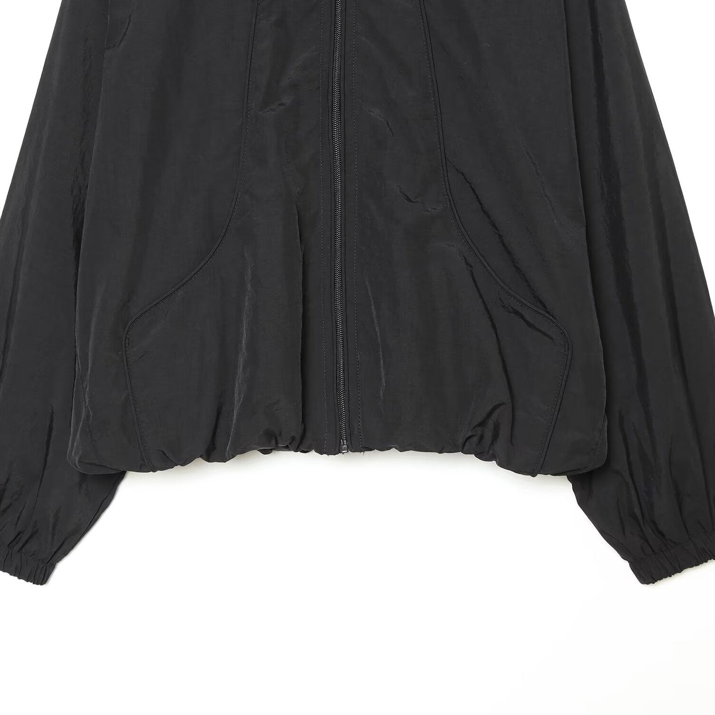 Women's Oversize Bomber Jacket in Cropped Style with High Funnel Neck Chichicherry