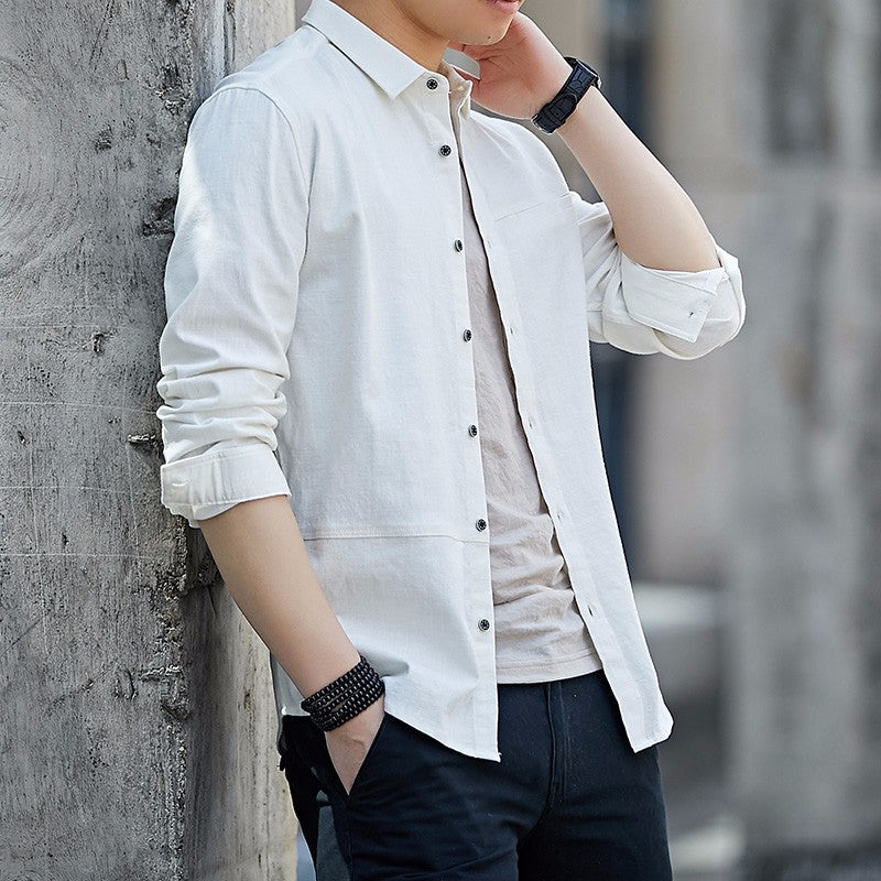 Men's casual cotton denim shirt with chest pocket, button placket, and straight fit Chichicherry