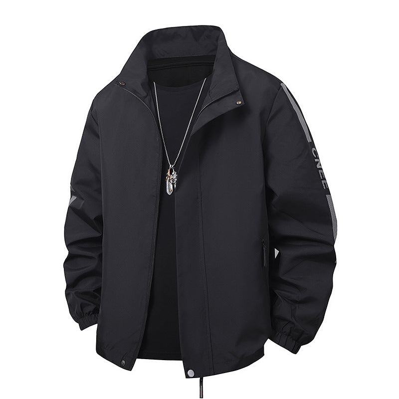 Men's minimalist technical leisure jacket with high collar, concealed zipper, and elastic cuffs Chichicherry