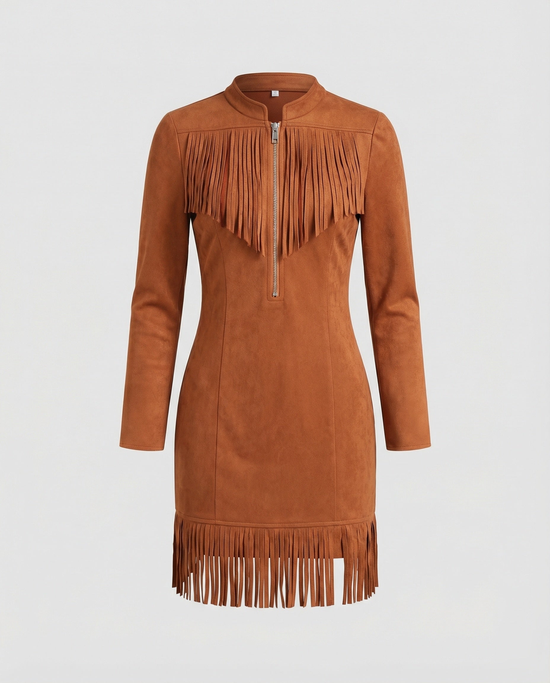 Women's casual dress fitted suede look