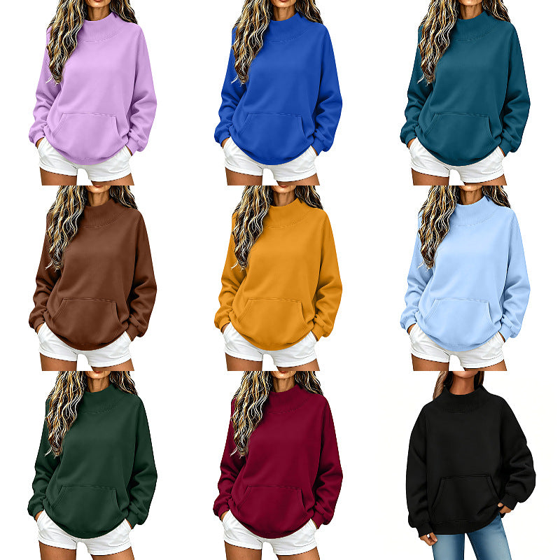 Women Oversize Hoodie with High Roll Neck and Kangaroo Pocket Chichicherry