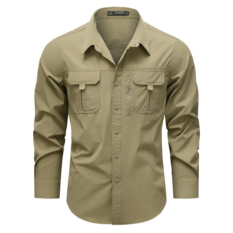 Men's outdoor utility shirt with multiple pockets and zipper Chichicherry