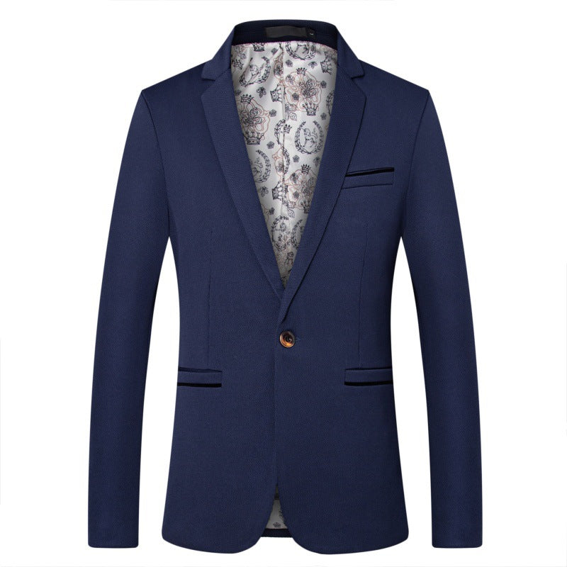 Men's Tailored One-Button Blazer made of structured cotton blend with satin lining and notch collar Chichicherry