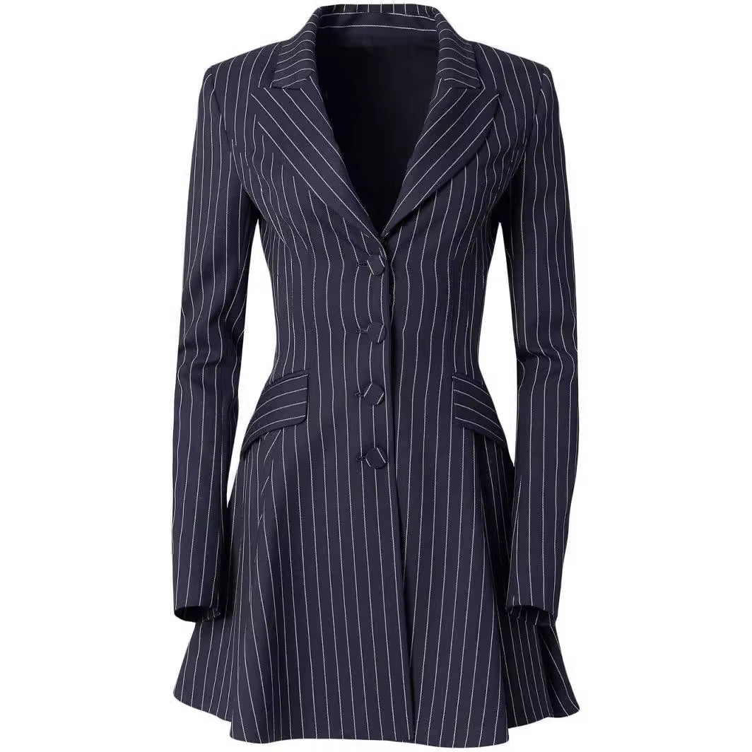 Women's Fitted Pinstripe Blazer Dress in Modern Tailoring Chichicherry