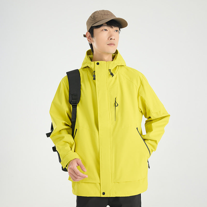 Men's lightweight breathable two-layer rain softshell jacket with adjustable hood and chest pocket Chichicherry