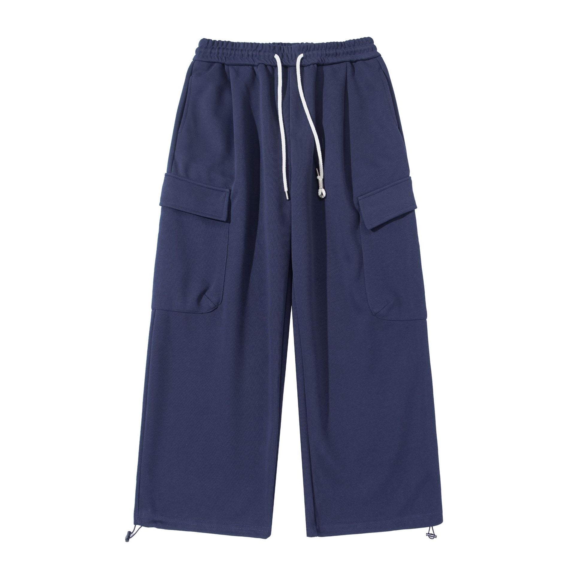 Unisex Cropped Cargo Sweatpants with elastic waistband, drawstring and adjustable hem
