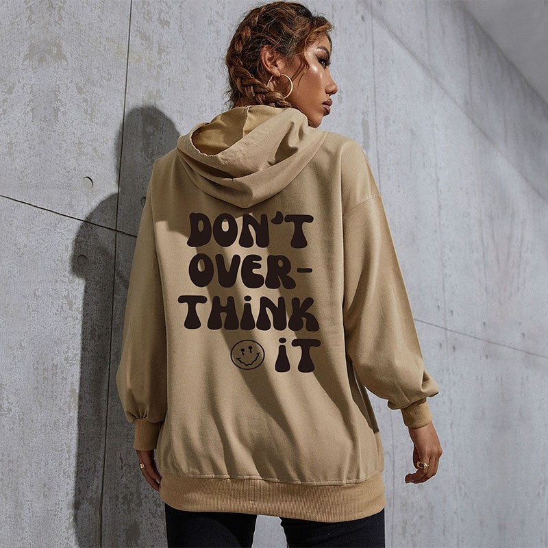 Women's hoodie with statement back print, oversized cut and ribbed cuffs Chichicherry