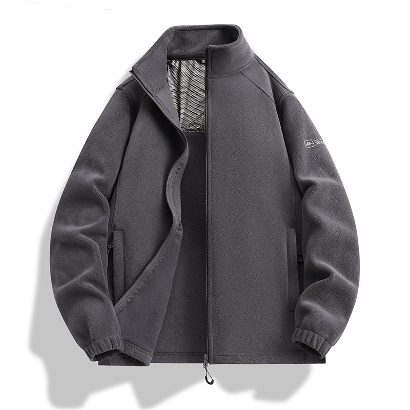 Men's fleece jacket with stand-up collar, wind-resistant microfleece and zippered pockets Chichicherry