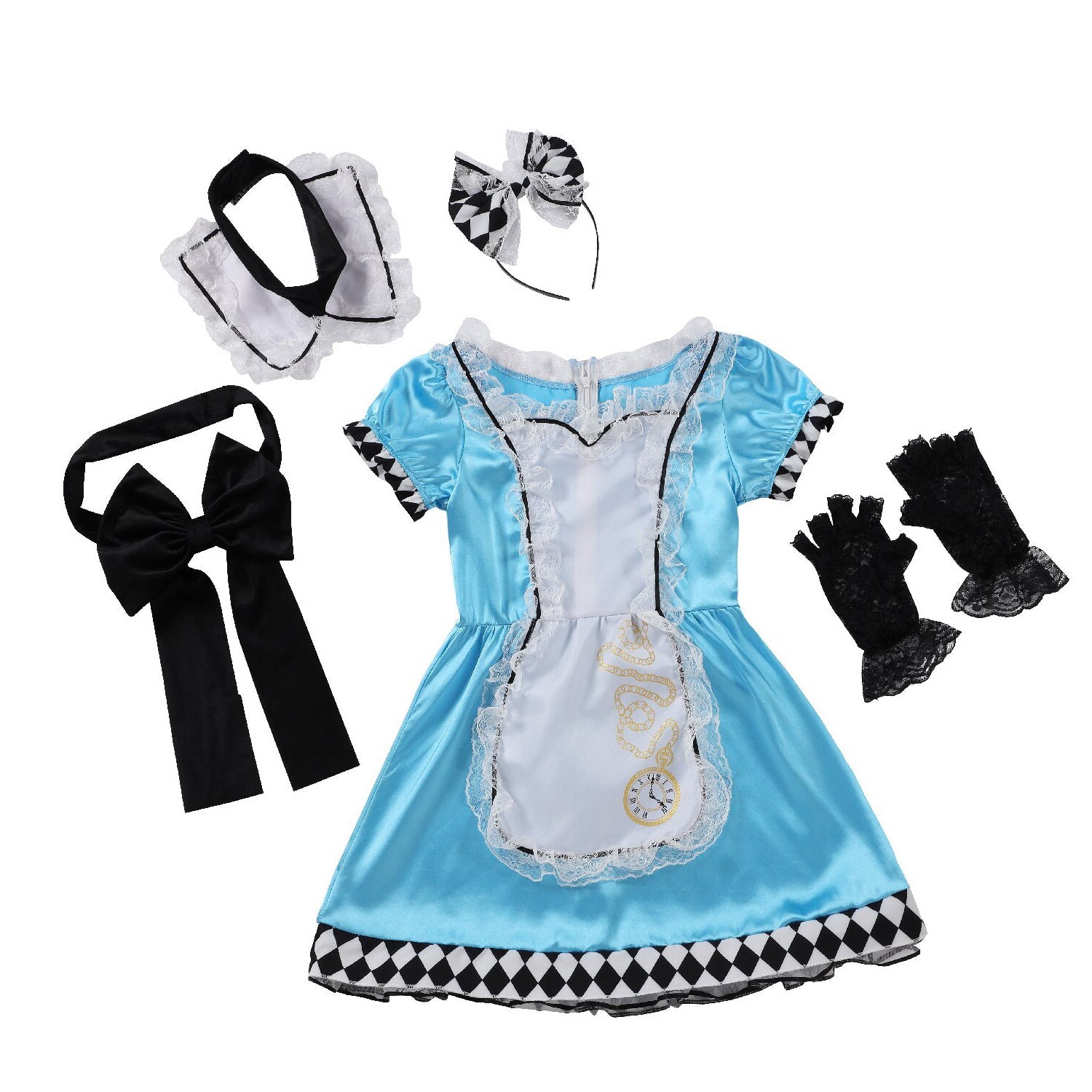 Girls costume in Victorian style with elaborate lace accents Chichicherry