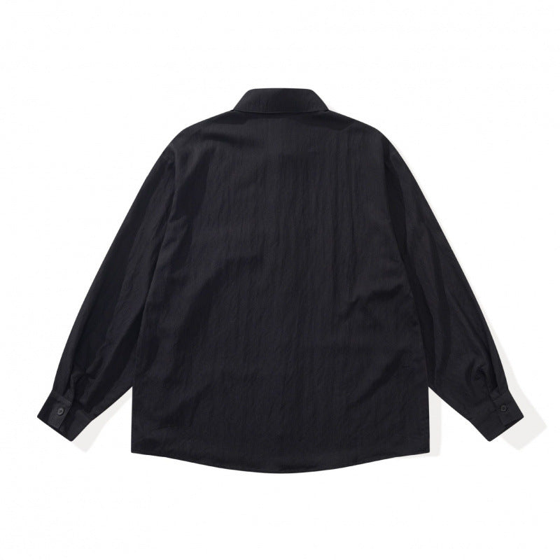 Unisex Oversized Shirt Jacket in Patchwork Look with Kent Collar and Chest Pocket Chichicherry