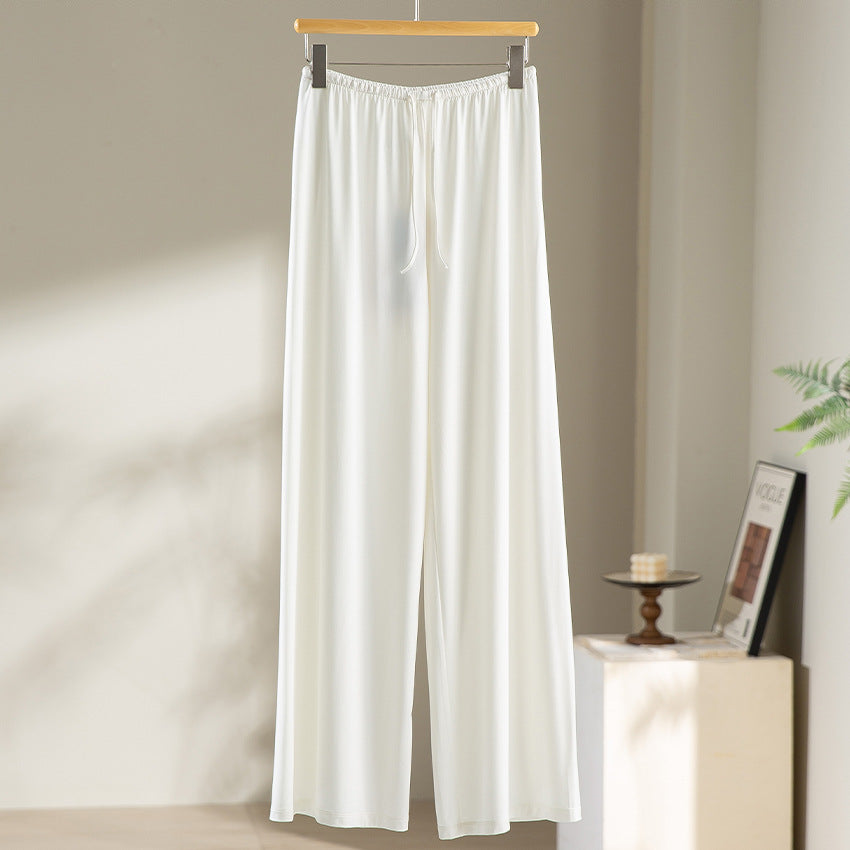 Women Wide Lounge Pants with Elastic Waistband and Drawstring Chichicherry