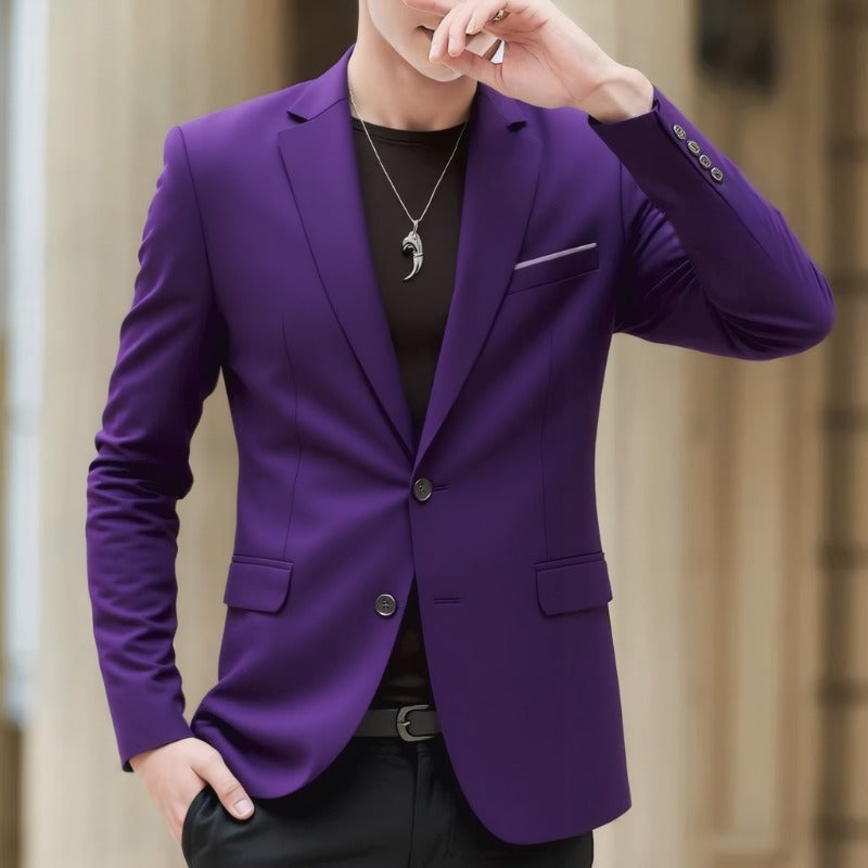 Men's blazer with tailored fit, lightweight stretch quality, and classic button closure Chichicherry