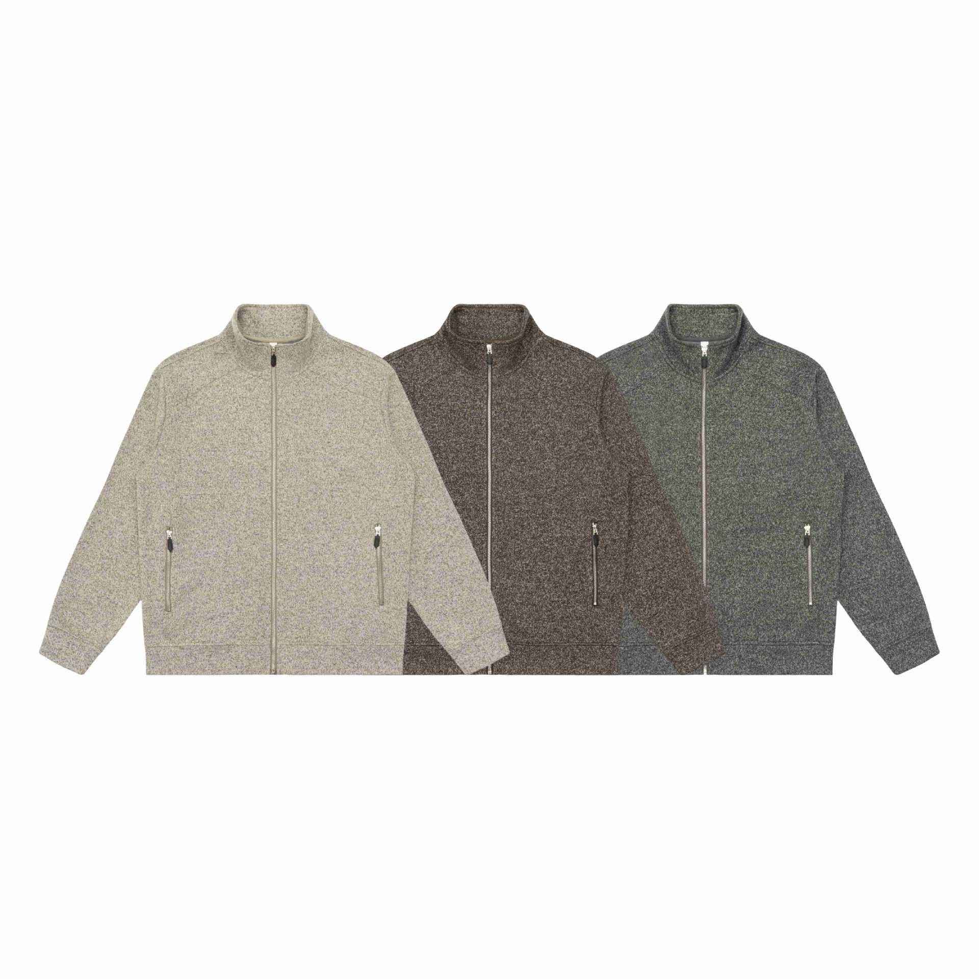 Women's zip jacket made of mottled teddy fleece with stand-up collar and zip pockets Chichicherry