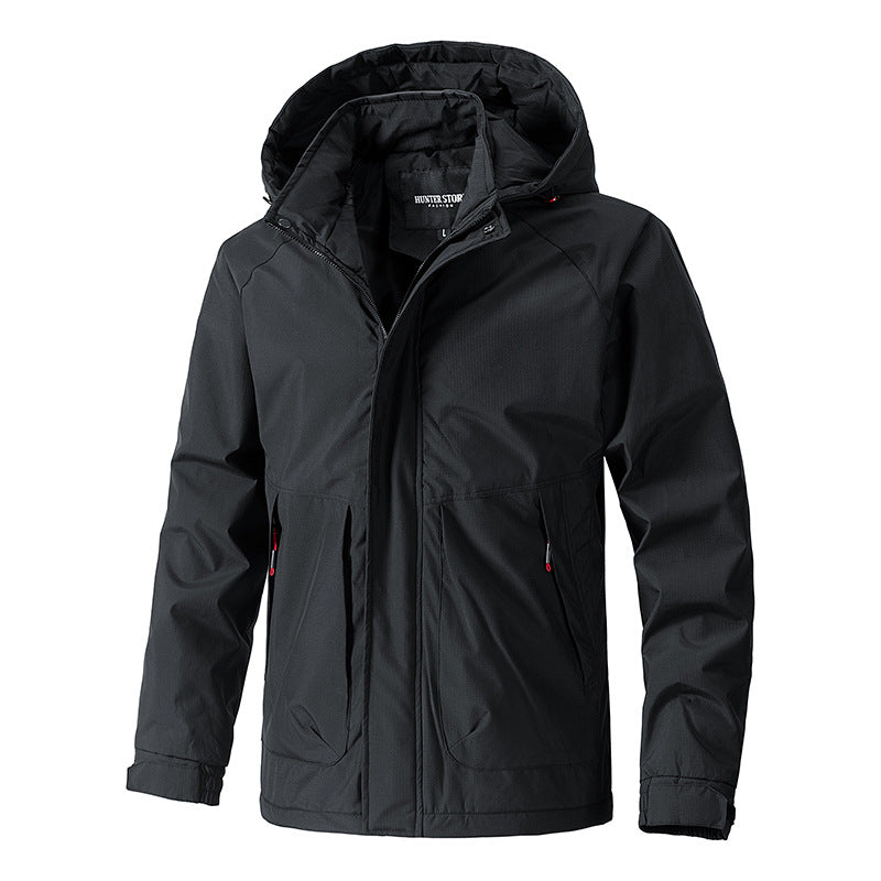 Men Waterproof Outdoor Parka with Hood, Breathable and Windproof Chichicherry