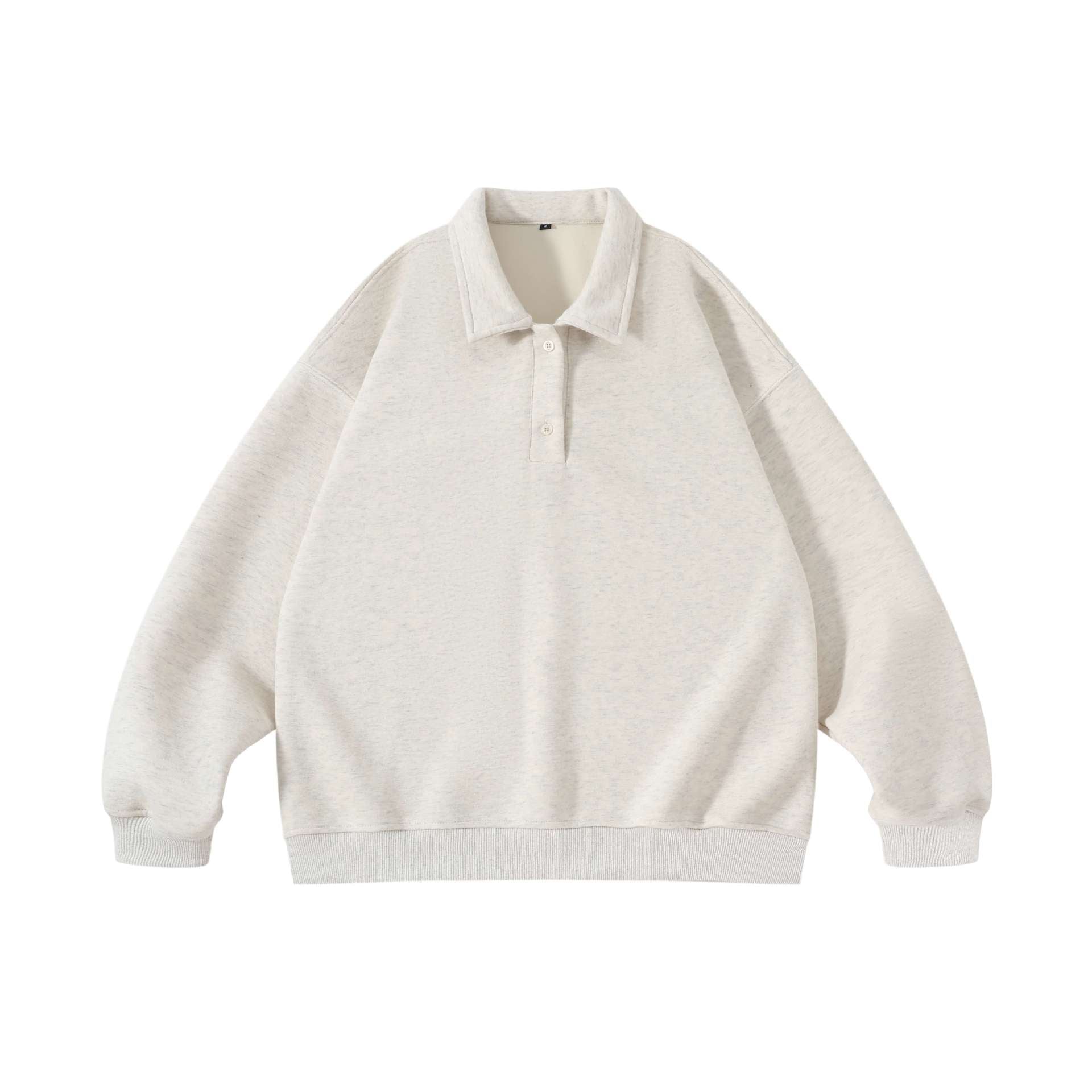 Unisex Oversize Henley Polo Sweatshirt with Kent collar, raglan sleeves and ribbed cuffs Chichicherry