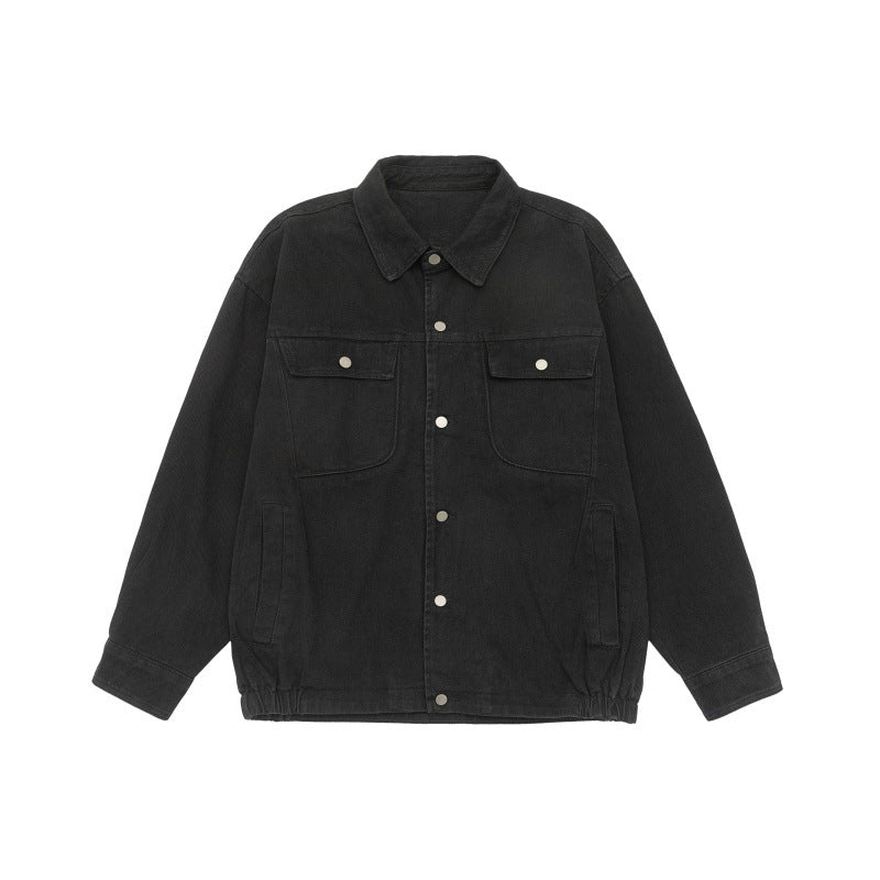 Unisex Oversize Workwear-Bomber Jacket with Snap Front and Elastic Waist Chichicherry