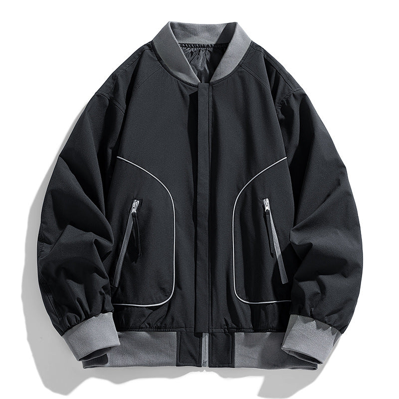 Men's Lightweight Oversized Bomber Jacket with Water-Repellent Outer Shell and Contrasting Ribbed Cuffs Chichicherry