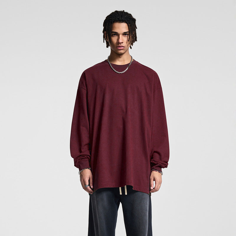 Men's Oversize Long Sleeve Shirt with Dropped Shoulder and Round Neck Chichicherry