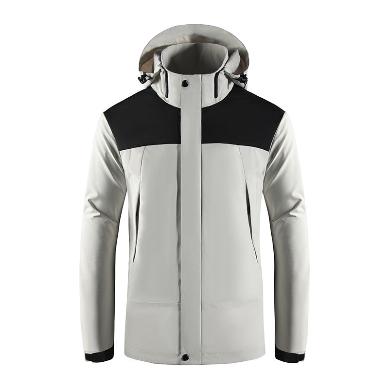 Men's Wind and Water Resistant Softshell Jacket with Hood and Concealed Zipper Chichicherry