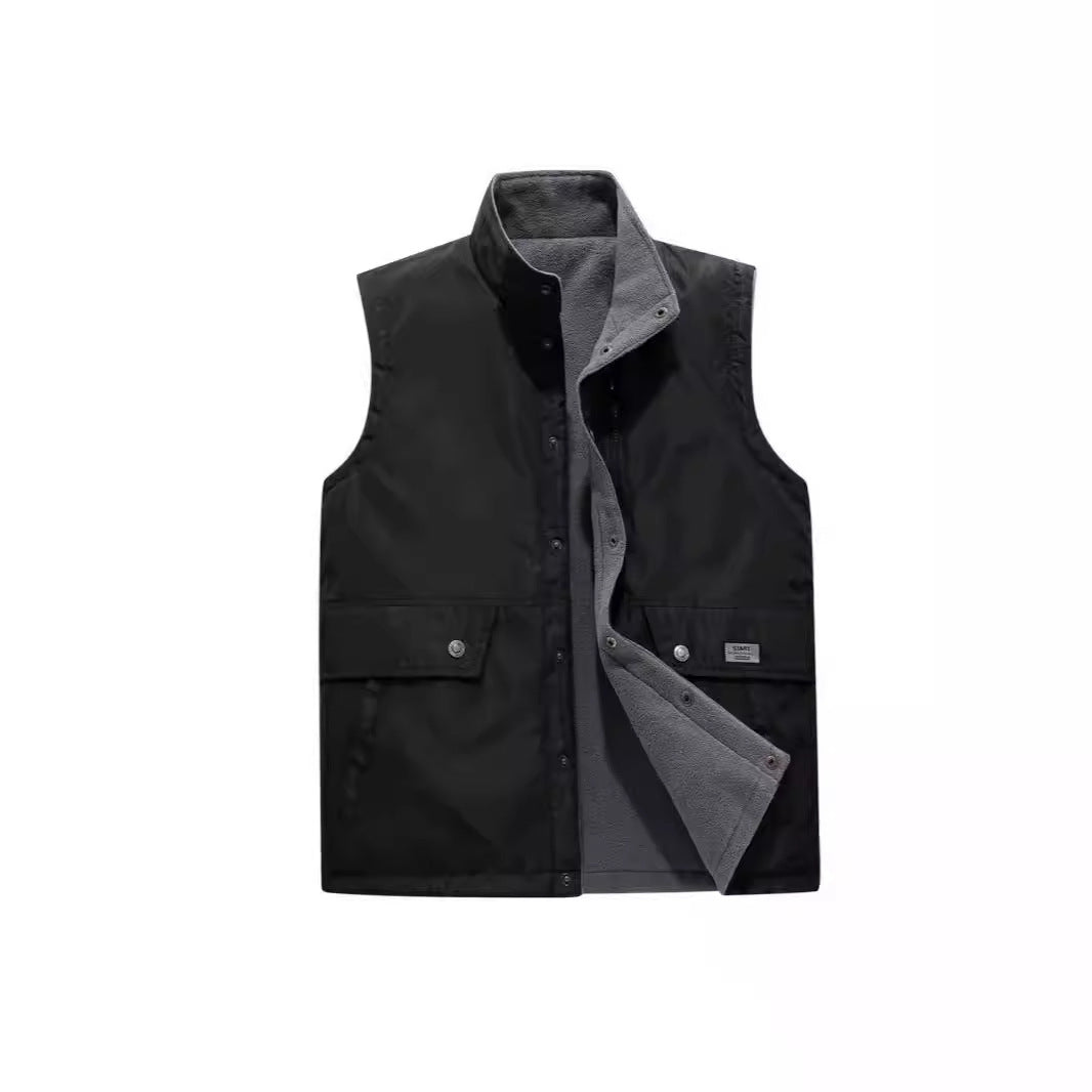 Men's Padded Utility Vest with Fleece Lining, Snap Button and Zipper Fastening Chichicherry