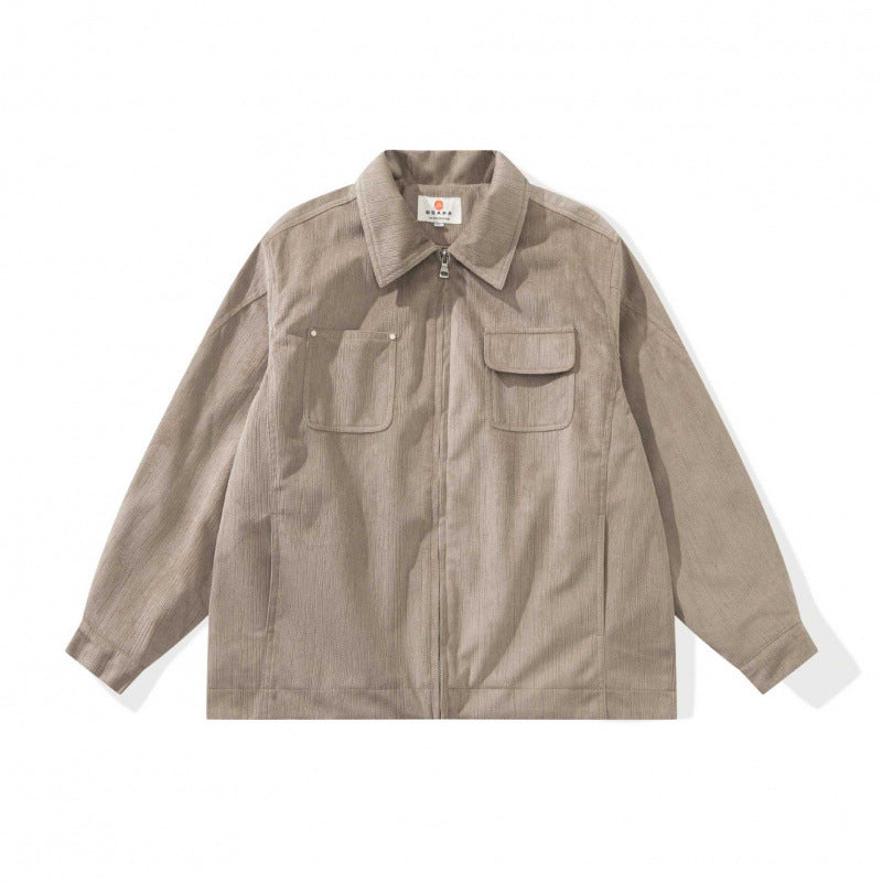 Unisex Boxy Overshirt Jacket made of fine cord structure with breast pockets and concealed zipper Chichicherry