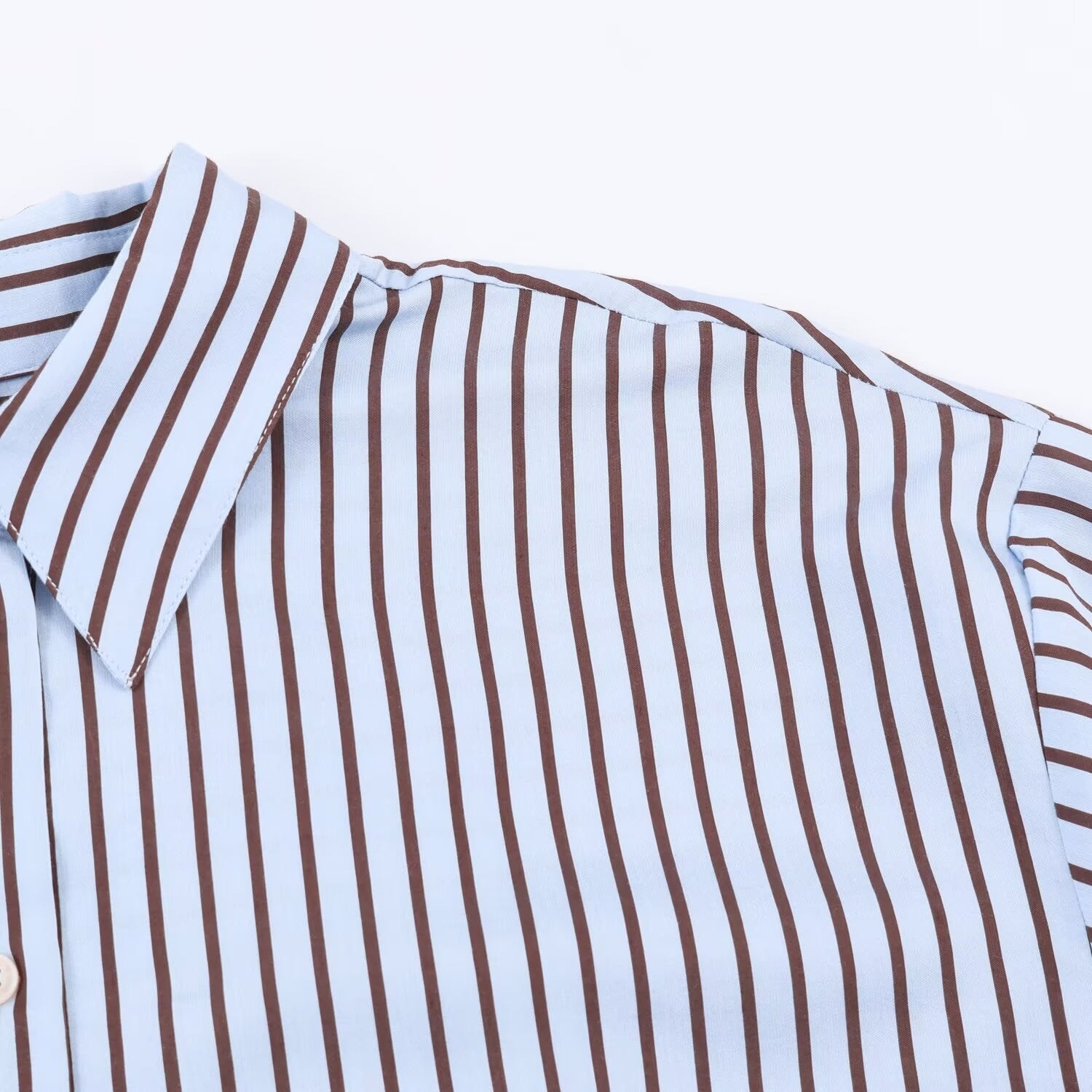 Women’s Oversize Striped Shirt Blouse with Kent Collar, Continuous Button Placket and Long Cuff Chichicherry