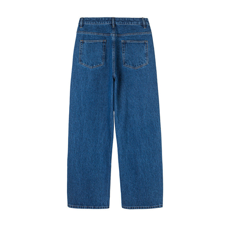 Women's Wide Denim Jeans with High Waist, Straight Leg and Five Pocket Design Chichicherry