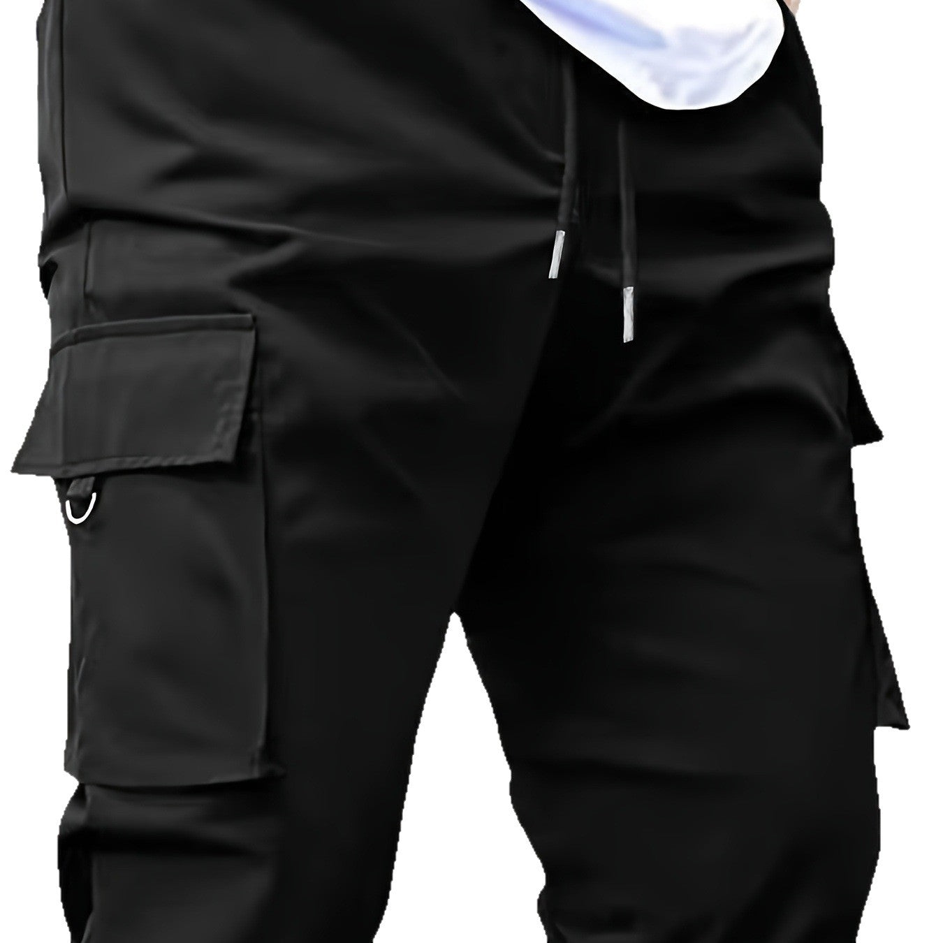 Men's tapered cargo pants in jogger style with drawstring, flap pockets & D-ring Chichicherry