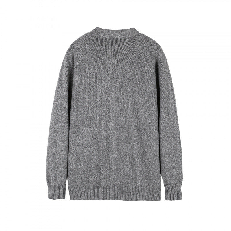 Unisex Well-Groomed Knit Zip Jacket in Oversize Bomber Style with Round Neck Chichicherry