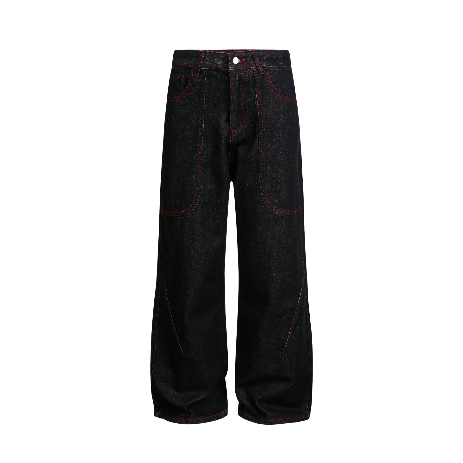 Women's Wide Cropped Denim Pants with High Waist and Contrast Stitching Chichicherry
