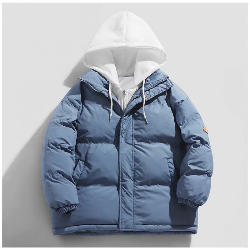 Herren Gepolsterte Winter-Steppjacke mit zweilagiger Kapuze und elastischen Bündchen Chichicherry