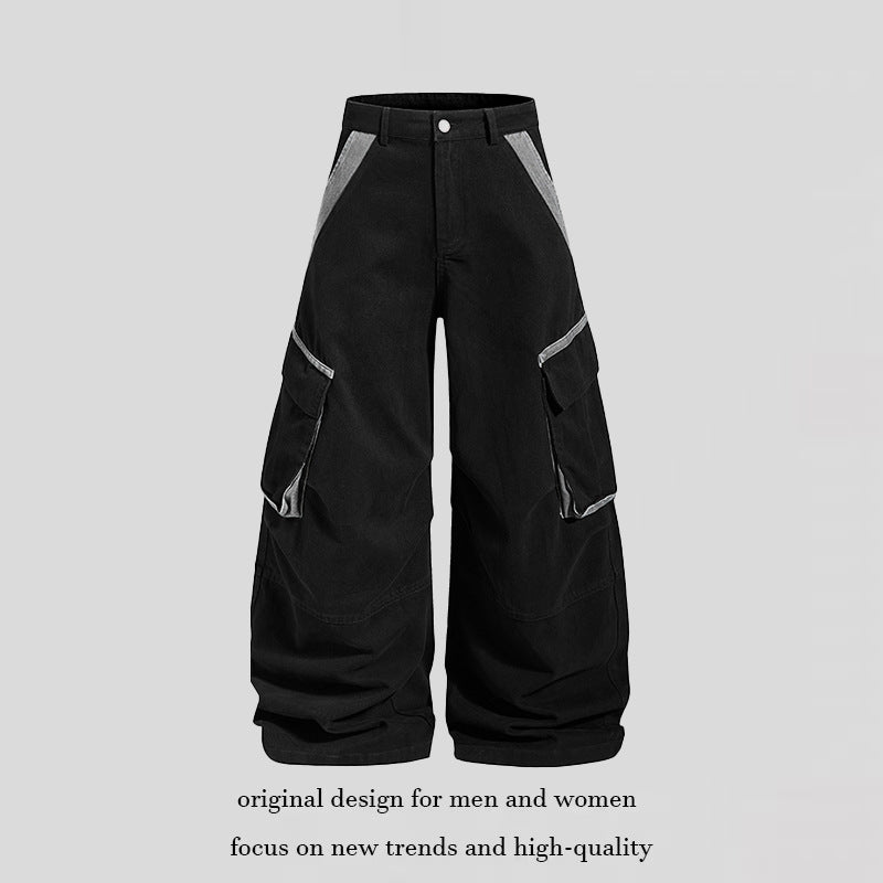 Women's Wide Cargo Culotte Pants with High Waist, Large Flap Pockets and Distinctive Stitching Details Chichicherry