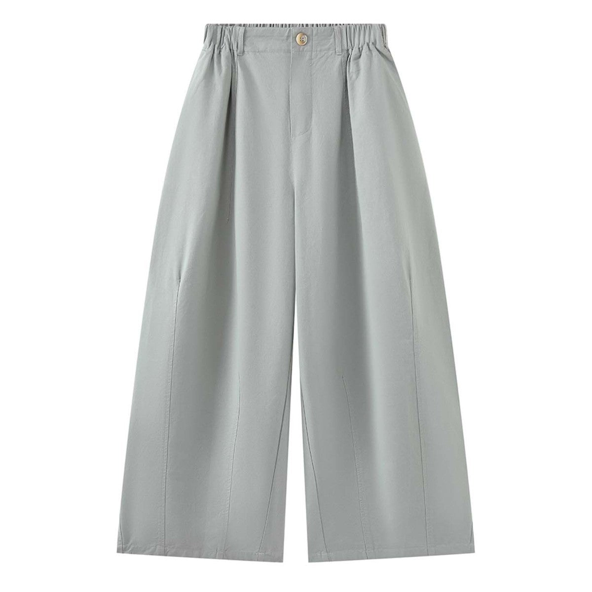 Women's high-waisted wide fabric trousers with concealed elastic waistband and crease Chichicherry