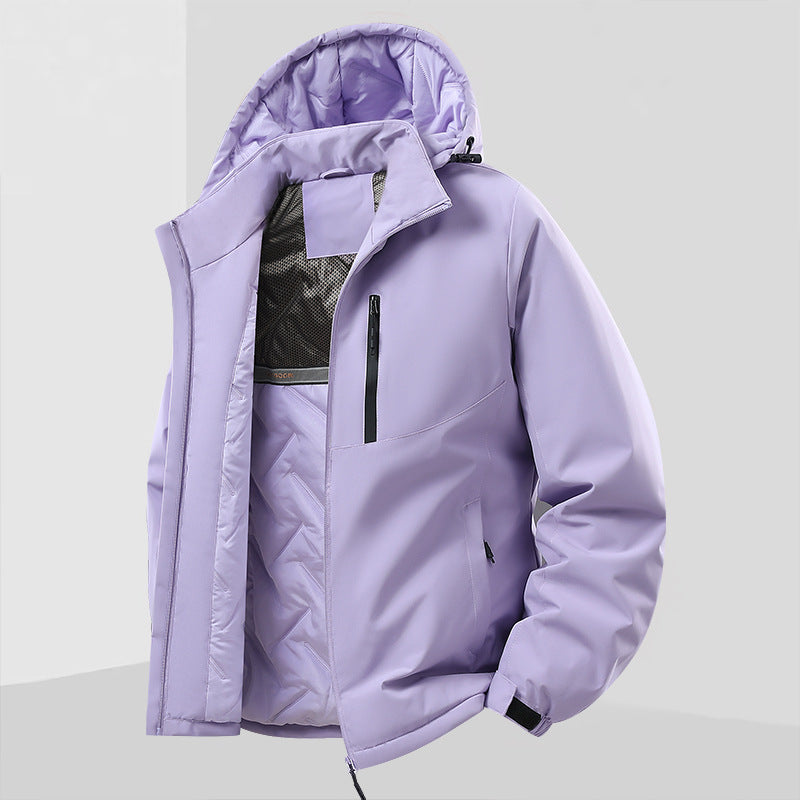 Men's lightweight insulated hybrid outdoor jacket with thermal lining, hood, and waterproof zippers Chichicherry