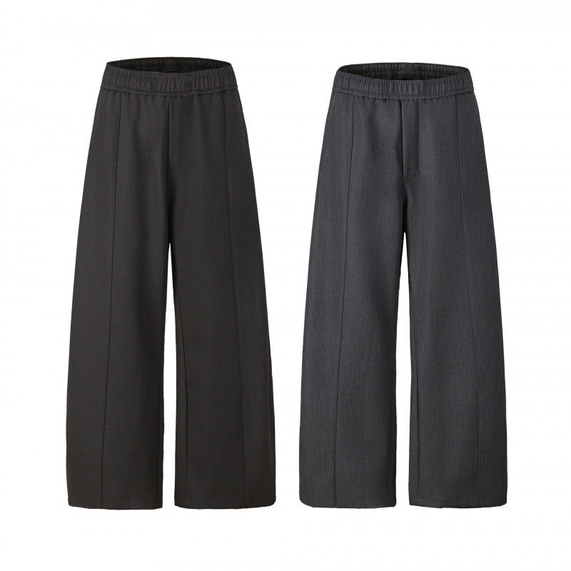Women's Elegant Culotte Pants with Wide Leg, Crease and Elastic Comfort Waistband Chichicherry